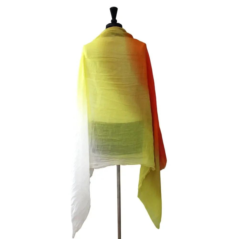 A5 Auth PAUL SMITH Colorful Scarf Shawl Silk Cotton Blend Large 40